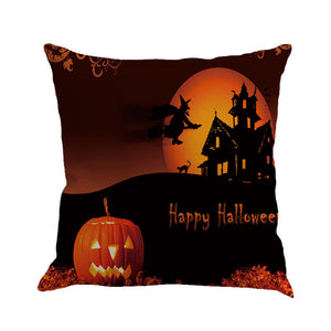 Happy Halloween Pillow Cases Linen Sofa Cushion Cover