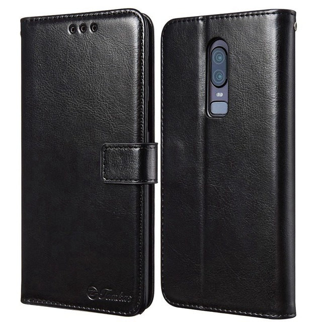 TOMKAS Leather Wallet Case For OnePlus 6