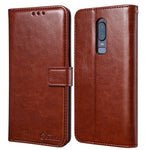 TOMKAS Leather Wallet Case For OnePlus 6