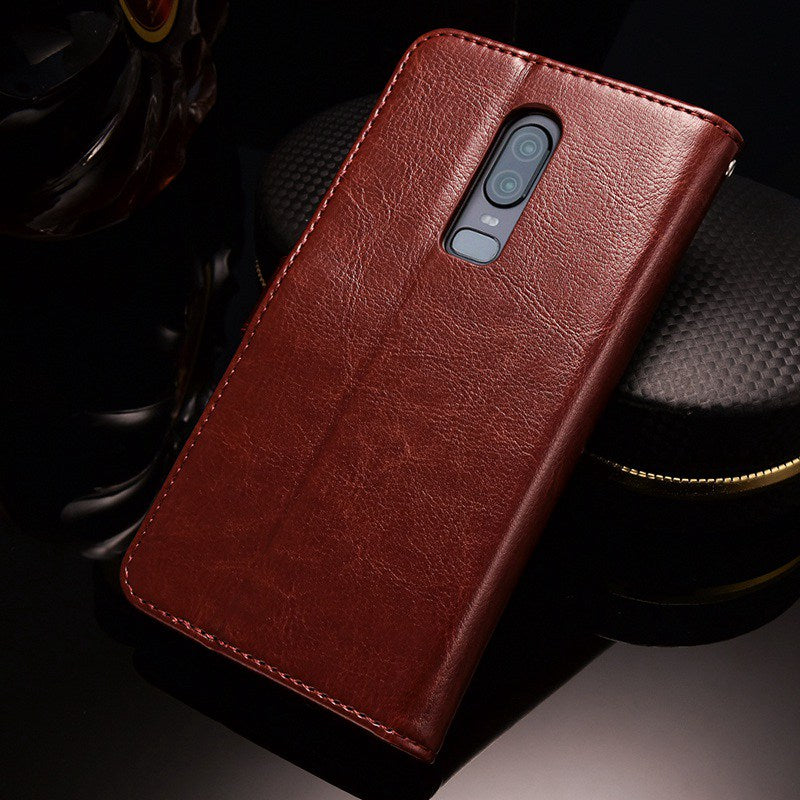 TOMKAS Leather Wallet Case For OnePlus 6