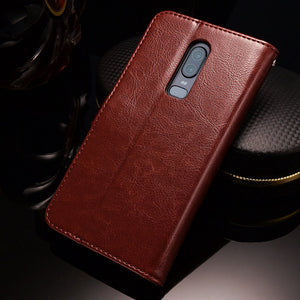 TOMKAS Leather Wallet Case For OnePlus 6